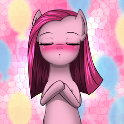 Size: 800x800 | Tagged: safe, artist:jurisalis, pinkie pie, earth pony, pony, g4, :o, bipedal, blushing, bust, cute, cuteamena, eyes closed, female, kissy face, mare, open mouth, pinkamena diane pie, solo