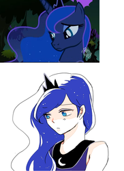 Size: 693x950 | Tagged: safe, artist:ujey02, screencap, princess luna, human, g4, luna eclipsed, female, humanized, scene interpretation, solo