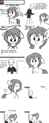 Size: 1452x3630 | Tagged: safe, artist:tjpones, oc, oc only, oc:brownie bun, oc:richard, earth pony, human, pony, horse wife, ask, clothes, cute, daaaaaaaaaaaw, dialogue, eyes closed, feels, female, heartwarming, hnnng, human male, interspecies, jewelry, kissing, looking at each other, love, male, mare, monochrome, necklace, open mouth, smiling, straight, tjpones is trying to murder us, tumblr