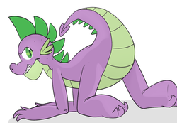 Size: 800x553 | Tagged: safe, artist:klondike, spike, dragon, g4, butt, dragonbutt, male, older, raised tail, solo, tail, teenage spike, teenaged dragon, teenager