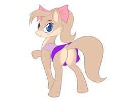 Size: 1000x800 | Tagged: safe, artist:nezumiyuki, earth pony, pony, bow, butt, clothes, cute, don bluth, dress, hair bow, plot, ponified, skirt, solo, teresa brisby, the secret of nimh, upskirt