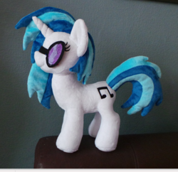 Size: 437x423 | Tagged: safe, artist:pinkamoone, dj pon-3, vinyl scratch, pony, unicorn, g4, customized toy, cutie mark, female, hooves, horn, irl, mare, photo, plushie, solo, sunglasses