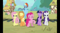 Size: 854x480 | Tagged: safe, edit, screencap, applejack, fluttershy, pinkie pie, rainbow dash, rarity, twilight sparkle, alicorn, pony, g4, party pooped, animated, bipedal, female, mane six, mare, nose in the air, sunglasses, twilight sparkle (alicorn)