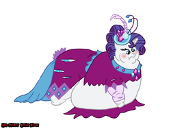 Size: 1024x768 | Tagged: safe, artist:1992zepeda, rarity, g4, make new friends but keep discord, clothes, dress, embarrassed, fat, gala dress, morbidly obese, obese, raritubby, ripped dress, solo, torn clothes, wardrobe malfunction