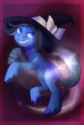 Size: 1378x2039 | Tagged: safe, artist:arfaise, oc, oc only, oc:why, hat, prosthetic limb, rule 63, solo, witch hat