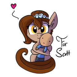 Size: 750x750 | Tagged: safe, artist:tjpones, oc, oc only, oc:brownie bun, oc:richard, earth pony, human, pony, horse wife, cute, ear fluff, female, heart, hug, human male, male, mare, plushie, simple background, solo, white background