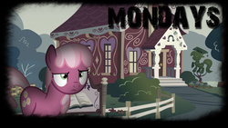 Size: 1920x1080 | Tagged: safe, artist:j-brony, artist:templarhappy, cheerilee, g4, annoyed, monday, ponyville schoolhouse, school, vector, wallpaper