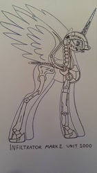 Size: 2322x4128 | Tagged: safe, artist:crystal-eclair, oc, oc only, oc:i-02 unit 1000, alicorn, pony, robot, fallout equestria, fallout equestria: influx, design, endoskeleton, machine, terminator