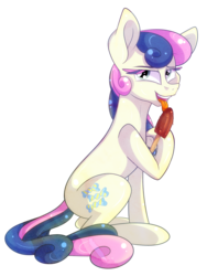 Size: 6000x8000 | Tagged: safe, artist:elskafox, bon bon, sweetie drops, earth pony, pony, g4, absurd resolution, female, ice cream, licking, looking at you, simple background, solo, tongue out, transparent background