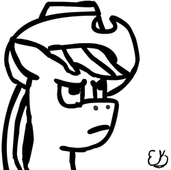 Size: 599x596 | Tagged: safe, artist:elekreich, applejack, g4, female, look of disapproval, monochrome, serious, serious face, solo