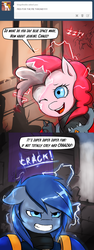 Size: 1280x3405 | Tagged: safe, artist:mod-of-chaos, pinkie pie, oc, oc:naked steel, g4, armor, ask-thewarpony, chaos space marine, comic, crossover, powered exoskeleton, this will end in tears and/or death, tumblr, ultramarine, warhammer (game), warhammer 40k