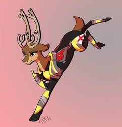 Size: 2903x3000 | Tagged: safe, artist:probablyfakeblonde, oc, oc only, oc:orion, deer, armor, high res, lights out, science fiction