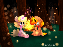 Size: 1024x768 | Tagged: safe, artist:askcurlycue, oc, oc only, forest, heart