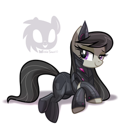 Size: 1024x1049 | Tagged: safe, artist:wicklesmack, octavia melody, earth pony, pony, g4, armor, bodysuit, cat ears, cyberpunk, female, solo, underhoof