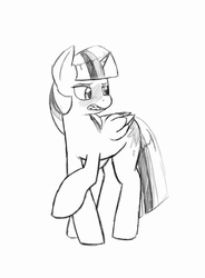 Size: 942x1280 | Tagged: safe, artist:trickydick, twilight sparkle, alicorn, pony, g4, blushing, braces, female, mare, monochrome, sketch, solo, twilight sparkle (alicorn)