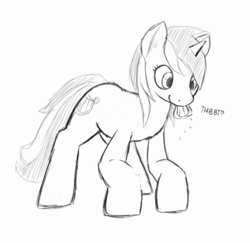 Size: 1212x1176 | Tagged: safe, artist:trickydick, lyra heartstrings, pony, g4, female, monochrome, onomatopoeia, raspberry, raspberry noise, silly, silly pony, sketch, solo, tongue out