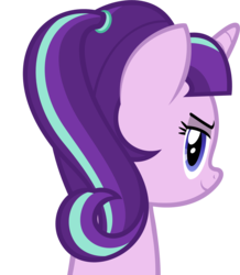 Size: 1325x1521 | Tagged: safe, artist:zacatron94, starlight glimmer, pony, unicorn, g4, alternate hairstyle, bust, female, lidded eyes, looking at you, looking back, portrait, s5 starlight, simple background, smiling, solo, transparent background, vector