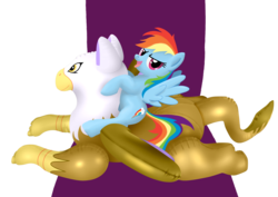 Size: 5986x4233 | Tagged: safe, artist:onewithspitfire, rainbow dash, griffon, g4, absurd resolution, fetish, inflatable, inflatable fetish, inflatable griffon, inflatable toy, inflatable world, pool toy, riding, simple background, tongue out, transparent background