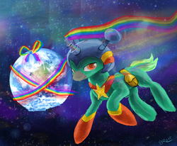 Size: 6000x4954 | Tagged: safe, artist:owlvortex, absurd resolution, parry gripp, rainbow, space unicorn