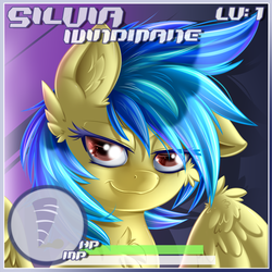 Size: 1400x1400 | Tagged: safe, artist:knifeh, oc, oc only, oc:silvia windmane, pegasus, pony, hud, life bar, portrait, rpg, solo