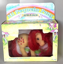 Size: 1466x1482 | Tagged: safe, applejack (g1), g1, irl, package, photo, spanish, toy