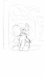 Size: 720x1280 | Tagged: safe, artist:trickydick, derpy hooves, pegasus, pony, g4, ball, female, football, mare, monochrome, ouch, sketch, solo