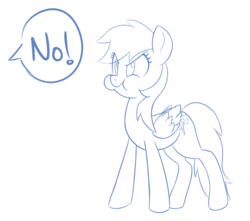 Size: 800x708 | Tagged: safe, artist:hidden-cat, rainbow dash, g4, female, monochrome, no, pouting, puffy cheeks, scrunchy face, solo