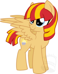 Size: 556x700 | Tagged: safe, artist:tambelon, oc, oc only, oc:daybreak, pegasus, pony, colt, male, offspring, parent:flash sentry, parent:sunset shimmer, parents:flashimmer, simple background, solo, transparent background, watermark