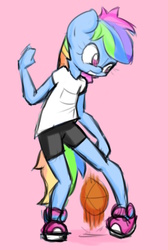 Size: 1429x2124 | Tagged: safe, anonymous artist, rainbow dash, anthro, g4, basketball