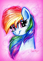 Size: 1629x2271 | Tagged: safe, artist:frostykat13, rainbow dash, g4, female, portrait, solo, traditional art