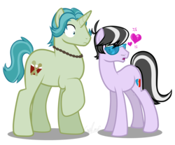 Size: 2770x2298 | Tagged: safe, artist:turrkoise, brawly beats, ringo, equestria girls, g4, background human, duo, equestria girls ponified, heart, high res, ponified, simple background, transparent background, vector