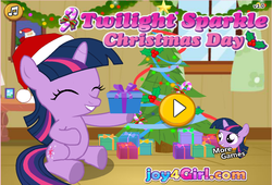 Size: 731x498 | Tagged: safe, twilight sparkle, g4, christmas, cute, flash game