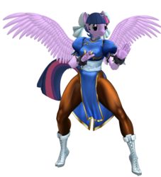 Size: 1282x1412 | Tagged: safe, twilight sparkle, anthro, g4, 3d, chun li, clothes, pantyhose, simple background, street fighter, transparent background, twilight sparkle (alicorn)