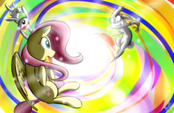 Size: 2300x1500 | Tagged: safe, artist:phuocthiencreation, angel bunny, fluttershy, rabbit, g4