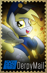 Size: 3375x5175 | Tagged: safe, artist:drawponies, derpy hooves, pegasus, pony, g4, butt, clothes, female, looking back, mailbag, mailmare, mare, plot, solo, stamp, underhoof, uniform
