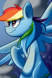 Size: 1200x1800 | Tagged: safe, artist:oakini, rainbow dash, pegasus, pony, g4, cloud, female, mare, solo, stars