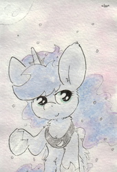 Size: 676x995 | Tagged: safe, artist:slightlyshade, princess luna, g4, female, poppy seeds, solo, traditional art