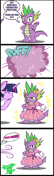 Size: 2000x6500 | Tagged: safe, artist:danmakuman, spike, twilight sparkle, alicorn, pony, g4, princess spike, clothes, comic, crossdressing, dress, female, mare, twilight sparkle (alicorn)