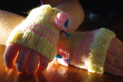 Size: 3872x2592 | Tagged: safe, artist:alleykat666, fluttershy, g4, clothes, commission, craft, fingerless gloves, gloves, high res, irl, knit, photo