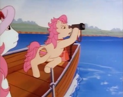 Size: 434x343 | Tagged: safe, screencap, patch (g1), sweetheart, earth pony, pony, g1, my little pony tales, who's responsible, binoculars, boat, female