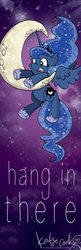 Size: 400x1237 | Tagged: safe, artist:katiecandraw, princess luna, g4, bookmark, female, hang in there, moon, solo, tangible heavenly object