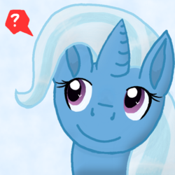 Size: 600x600 | Tagged: safe, artist:ask--trixie, trixie, pony, unicorn, g4, female, mare, question mark, smiling, solo