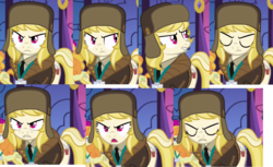 Size: 2762x1687 | Tagged: dead source, safe, screencap, march gustysnows, tropical dream, pony, g4, princess spike, angry, collage, cute, eyes closed, female, hat, lip bite, mare