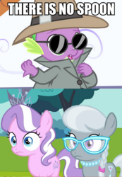 Size: 692x1000 | Tagged: safe, screencap, diamond tiara, silver spoon, spike, g4, image macro, meme, the matrix