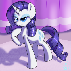 Size: 1200x1200 | Tagged: safe, artist:malwinters, rarity, g4, frown, standing, thinking