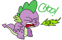 Size: 1024x673 | Tagged: safe, artist:anyponedrawn, spike, dragon, g4, fire, jumping, male, sneezing