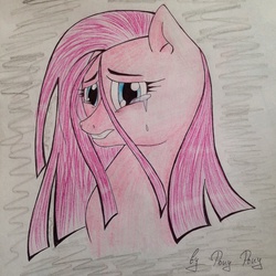 Size: 2448x2448 | Tagged: safe, artist:artbyponypony, pinkie pie, g4, crying, female, high res, pinkamena diane pie, sad, solo, traditional art