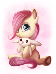 Size: 730x960 | Tagged: safe, artist:annielith, fluttershy, rabbit, g4, cute, female, smiling, toy