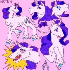 Size: 700x700 | Tagged: safe, artist:mstdn, rarity, classical unicorn, g4, female, horn, leonine tail, solo, unshorn fetlocks