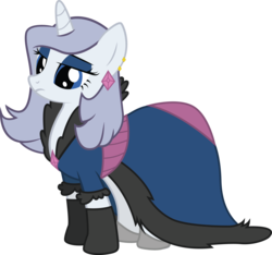 Size: 3052x2851 | Tagged: safe, artist:duskthebatpack, oc, oc only, oc:platinum decree, pony, unicorn, clothes, corset, dress, earring, evening gloves, eyeshadow, female, frown, gala dress, gloves, high res, mare, piercing, simple background, solo, transparent background, unamused, vector